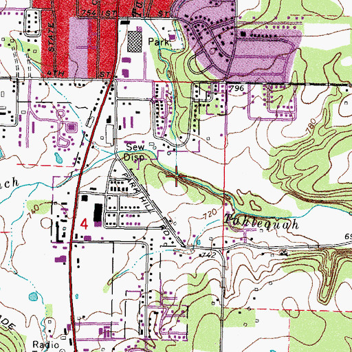 Topographic Map of Ross Branch, OK