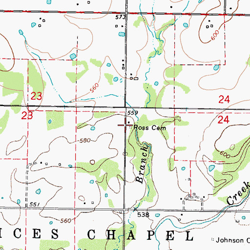 Topographic Map of Ross Cemetery, OK