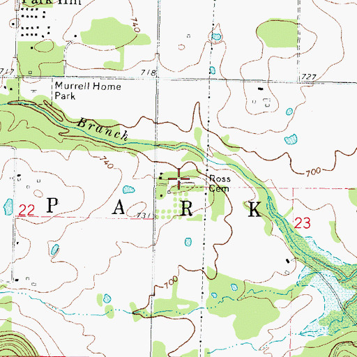 Topographic Map of Ross Cemetery, OK