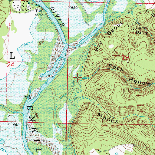 Topographic Map of Ross Hollow, OK