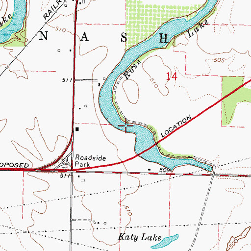 Topographic Map of Ross Lake, OK
