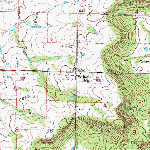 Topographic Map of Ross School, OK