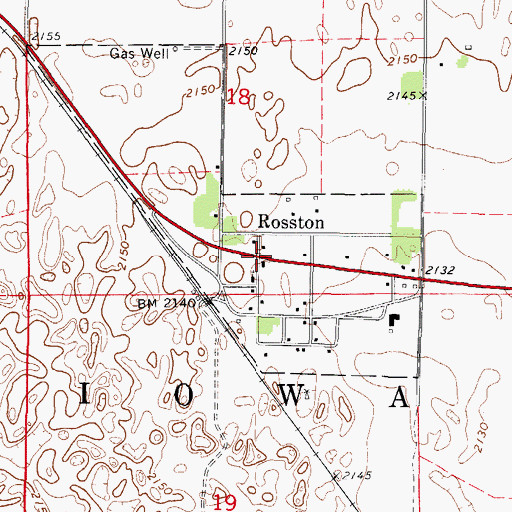 Topographic Map of Rosston, OK