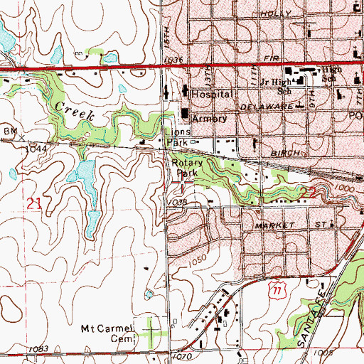 Topographic Map of Rotary Park, OK