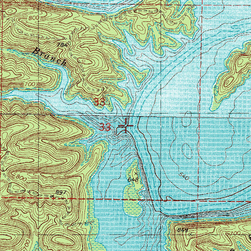Topographic Map of Rough Branch, OK