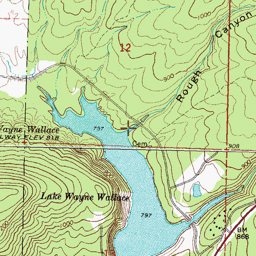 Topographic Map of Rough Canyon, OK