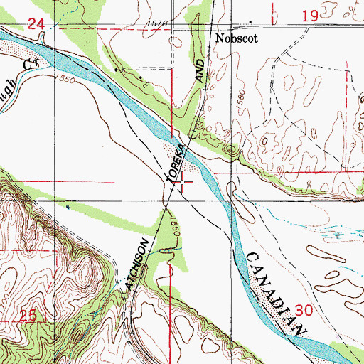 Topographic Map of Rough Creek, OK