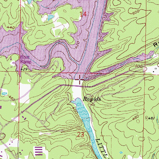 Topographic Map of Rough Hollow, OK
