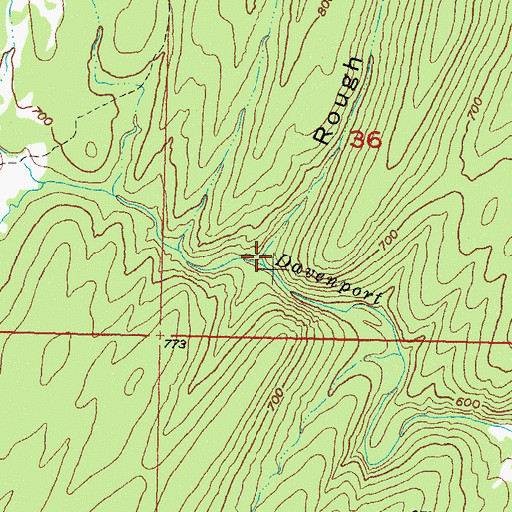 Topographic Map of Rough Hollow, OK