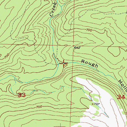 Topographic Map of Rough Hollow, OK