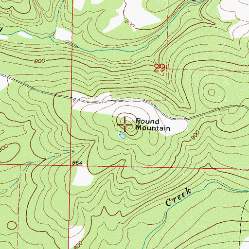 Topographic Map of Round Mountain, OK