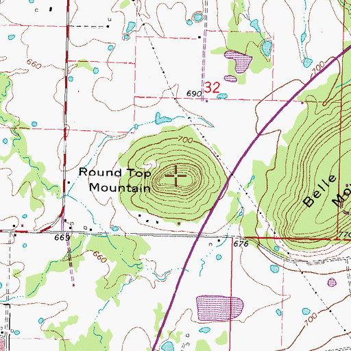 Topographic Map of Round Top Mountain, OK