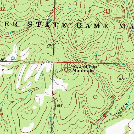 Topographic Map of Round Top Mountain, OK