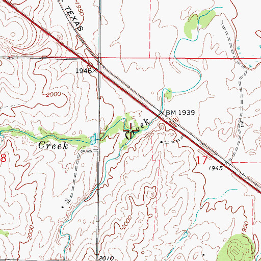 Topographic Map of Roundup Creek, OK