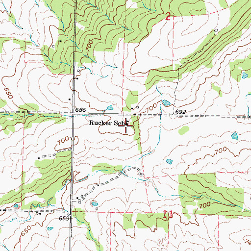 Topographic Map of Rucker School, OK