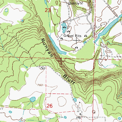 Topographic Map of Runyan Bluff, OK