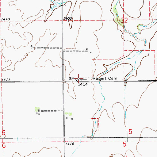 Topographic Map of Rupert Cemetery, OK