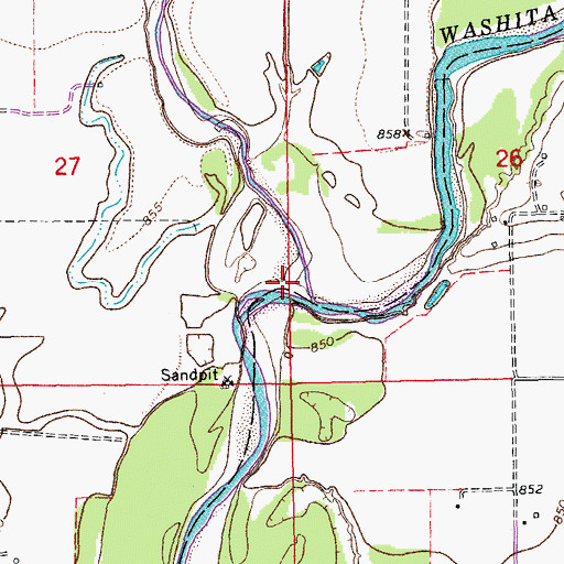 Topographic Map of Rush Creek, OK