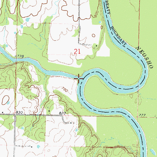 Topographic Map of Russell Creek, OK