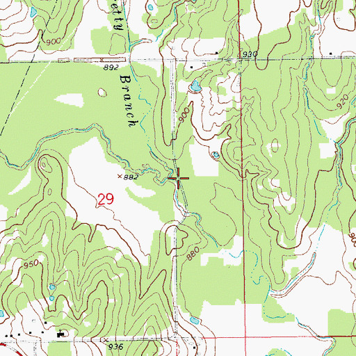 Topographic Map of Russell Pretty Branch, OK