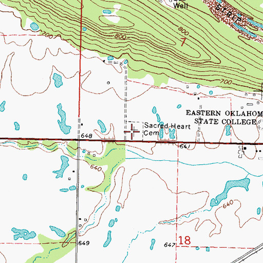 Topographic Map of Sacred Heart Cemetery, OK