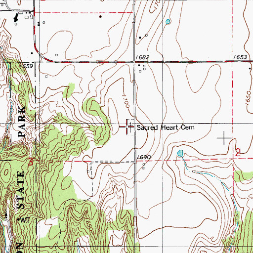 Topographic Map of Sacred Heart Cemetery, OK