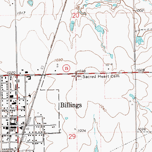 Topographic Map of Sacred Heart Cemetery, OK