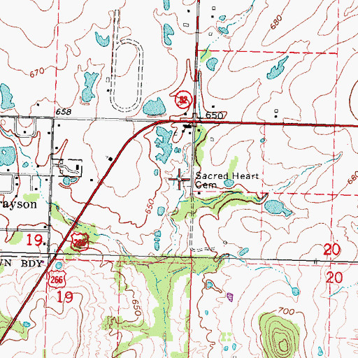 Topographic Map of Sacred Heart Cemetery, OK