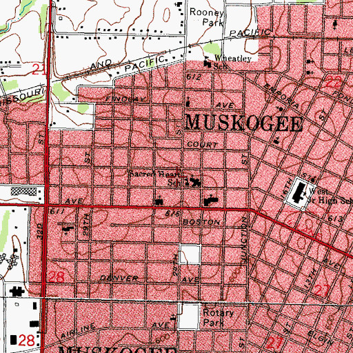 Topographic Map of Sacred Heart School, OK