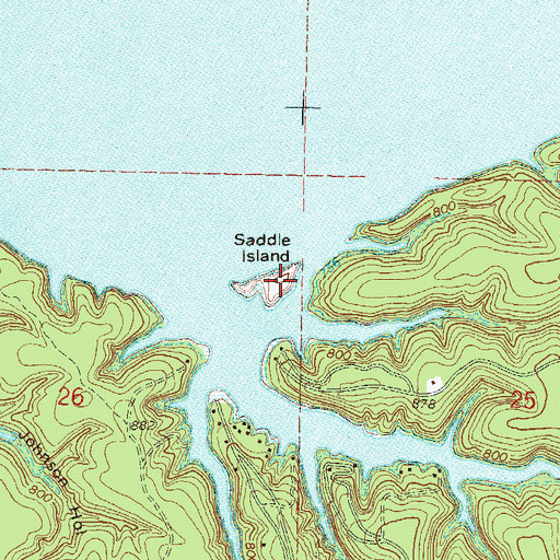 Topographic Map of Saddle Island, OK
