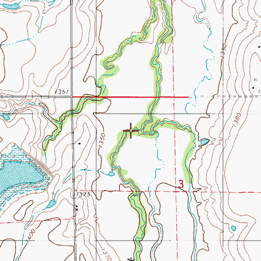 Topographic Map of Saddle Mountain Creek, OK