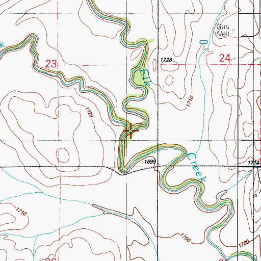 Topographic Map of Sadler Creek, OK