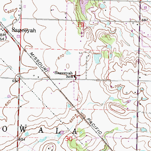 Topographic Map of Sageeyah School, OK