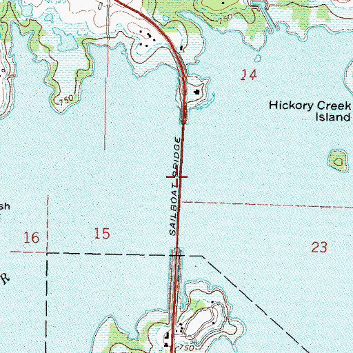 Topographic Map of Sail Boat Bridge, OK