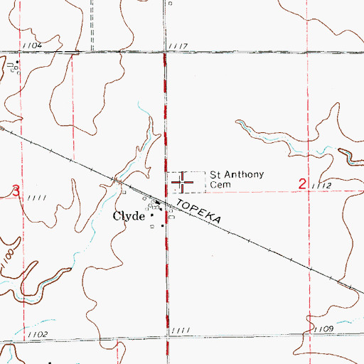 Topographic Map of Saint Anthony Cemetery, OK