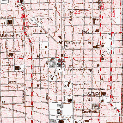 Topographic Map of Saint Anthony Hospital, OK