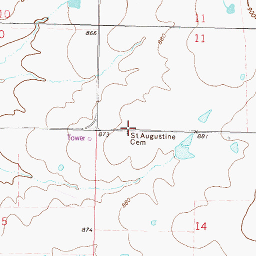 Topographic Map of Saint Augustine Cemetery, OK