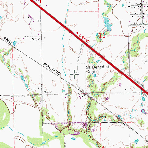 Topographic Map of Saint Benedict Cemetery, OK