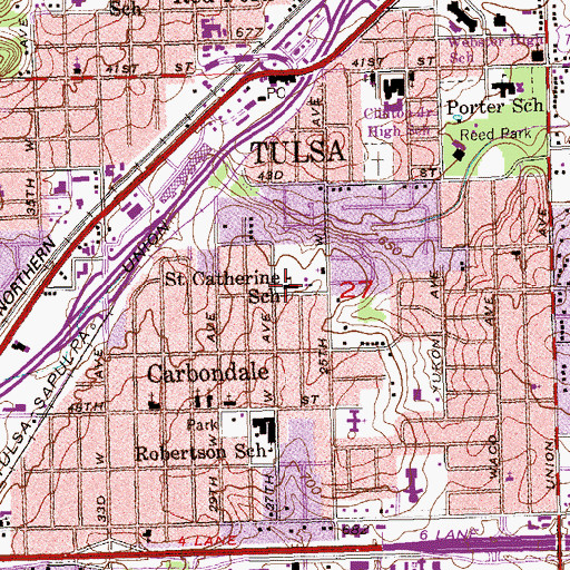Topographic Map of Saint Catherine School, OK