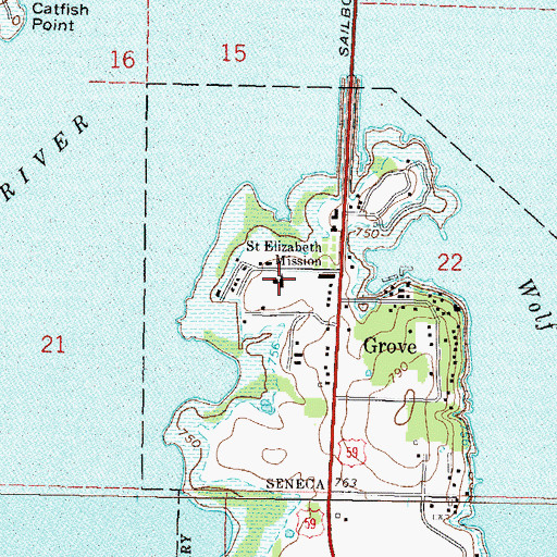 Topographic Map of Saint Elizabeth Mission, OK