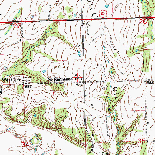 Topographic Map of Saint Emmanuel Baptist Church, OK