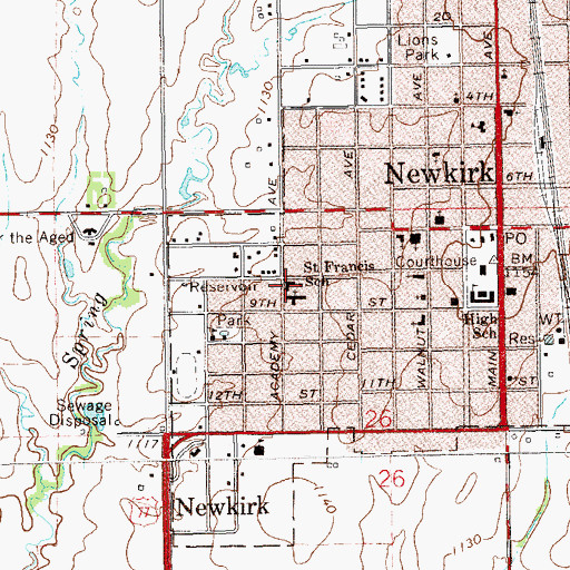 Topographic Map of Saint Frances School, OK