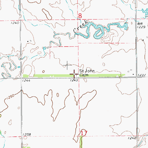 Topographic Map of Saint John's Cemetery, OK