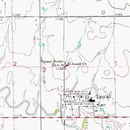 Topographic Map of Saint Joseph Church, OK