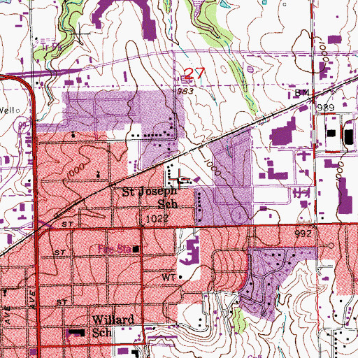 Topographic Map of Saint Joseph School, OK
