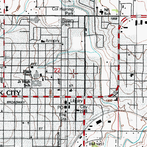 Topographic Map of Saint Joseph School, OK
