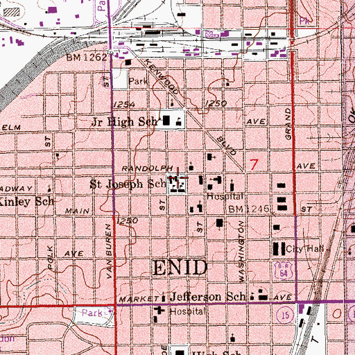 Topographic Map of Saint Joseph Catholic School, OK