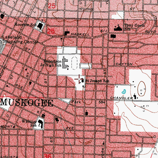 Topographic Map of Saint Joseph School, OK