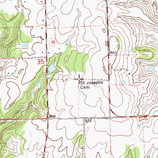 Topographic Map of Saint Josephs Cemetery, OK