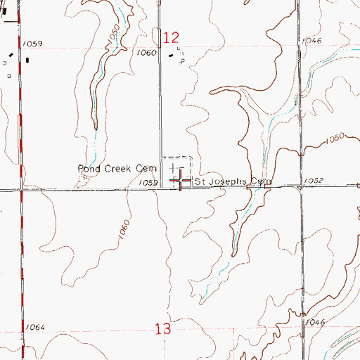 Topographic Map of Saint Josephs Cemetery, OK